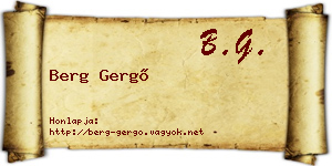 Berg Gergő névjegykártya